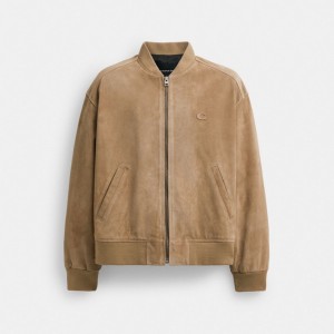 Beige Coach Lightweight Suede Men Jackets | PH_CH68271