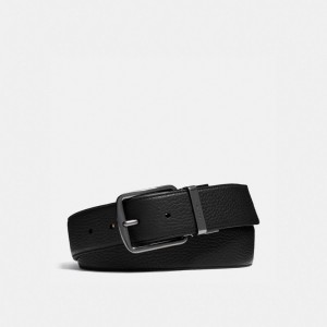 Black Coach Harness Buckle Cut To Size Reversible Belt 38 Mm Men Belts | PH_CH46738