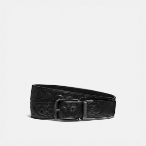 Black Coach Harness Buckle Cut To Size Reversible Belt 38 Mm Men Belts | PH_CH67165