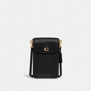 Black Coach Phone Brass Women Crossbody Bags | PH_CH96906