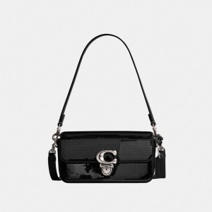 Black Coach Studiouette With Sequins Calf Leather Women Crossbody Bags | PH_CH38752