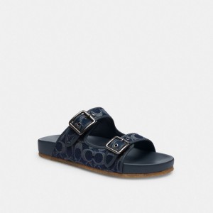 Blue Coach Buckle Strap In Signature Denim Denim Men Sandals | PH_CH13329