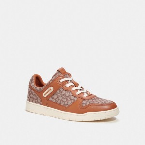 Brown Coach C201 In Micro Signature Jacquard Burnished Amber Men Sneakers | PH_CH64536