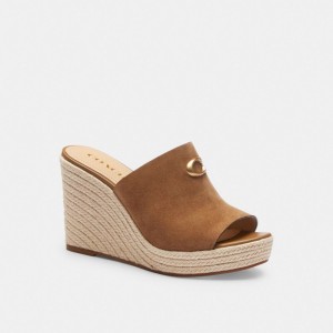 Brown Coach Gloria Wedge Coconut Women Sandals | PH_CH40165