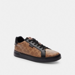 Brown / Black Coach Lowline Low Top In Signature Men Sneakers | PH_CH46701