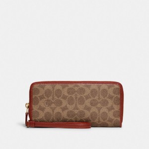 Brown / Red Coach Continental In Signature Women Large Wallets | PH_CH97425