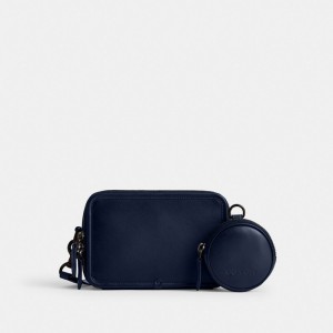 Deep Blue Coach Charter With Hybrid Pouch Glovetanned Leather Men Crossbody Bags | PH_CH85938