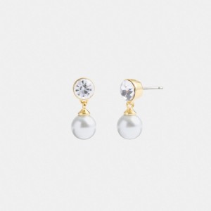 Gold Coach Classic Pearl Drop Women Earrings | PH_CH89584