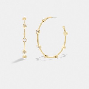 Gold Coach Classic Pearl Large Hoop Women Earrings | PH_CH31408