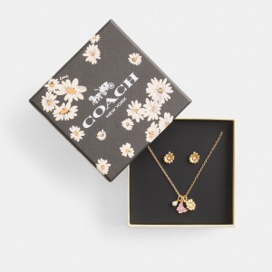 Gold Coach Garden Charms Pendant Necklace And Set Women Earrings | PH_CH53558