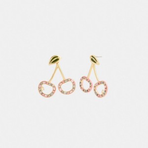 Gold Coach Pavé Cherry Drop Women Earrings | PH_CH20285