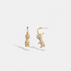 Gold Coach Pavé Rexy Huggie Women Earrings | PH_CH44624