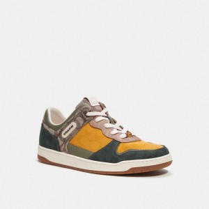 Green Coach C201 In Mixed Signature Fabric Oak Men Sneakers | PH_CH72750