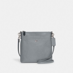 Grey Blue Coach Kitt Messenger Crossgrain Leather Women Crossbody Bags | PH_CH11536