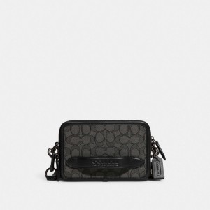 Grey / Black Coach Charter In Signature Jacquard Men Crossbody Bags | PH_CH45885