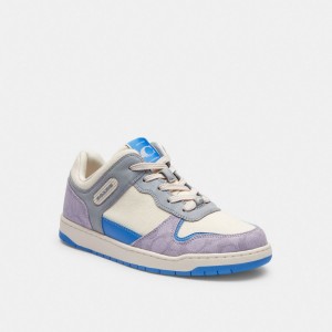 Purple Coach C201 Low Top In Signature Canvas Chalk Women Sneakers | PH_CH33651