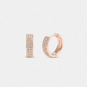 Rose Gold Coach Pavé Huggie Women Earrings | PH_CH88613