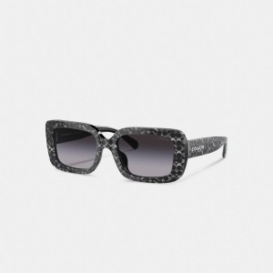 Silver Coach Signature Oversized Rectangle Pearlized Signature Women Sunglasses | PH_CH39396