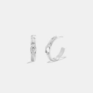 Silver Coach Tabby Hoop Women Earrings | PH_CH55792