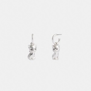 Silver Coach The Lil Nas X Drop Cat Huggie Women Earrings | PH_CH29797