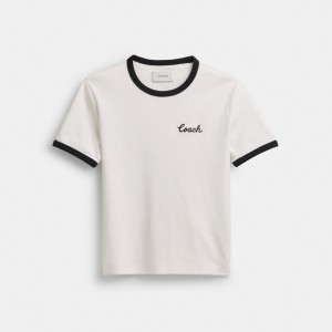 White Coach Ringer Women T Shirts | PH_CH78026