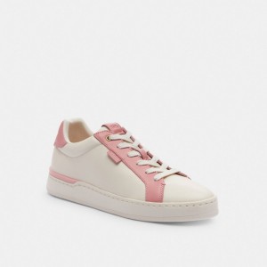 White / Pink Coach Lowline Low Top Bubblegum Women Sneakers | PH_CH46407