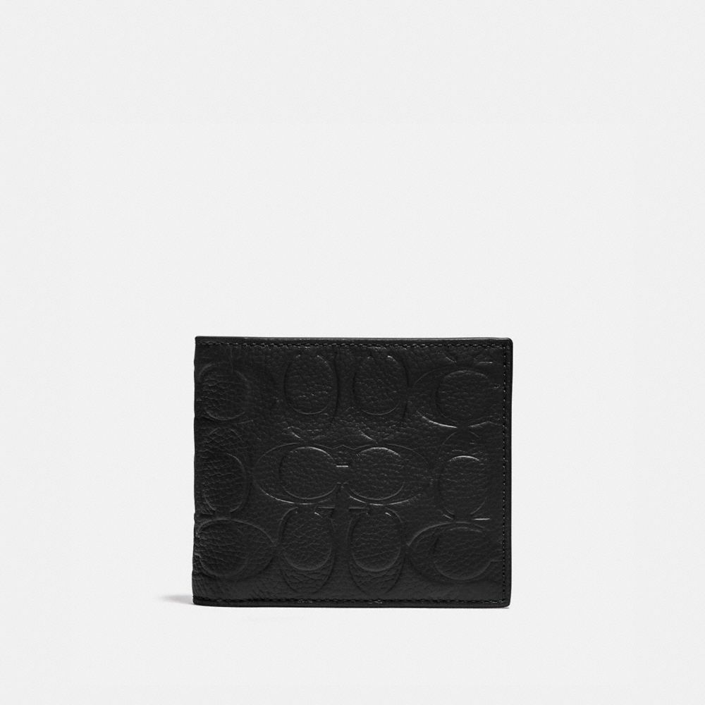 Black Coach 3 In 1 Wallet In Signature Leather Pebble Leather Men Billfolds | PH_CH46236