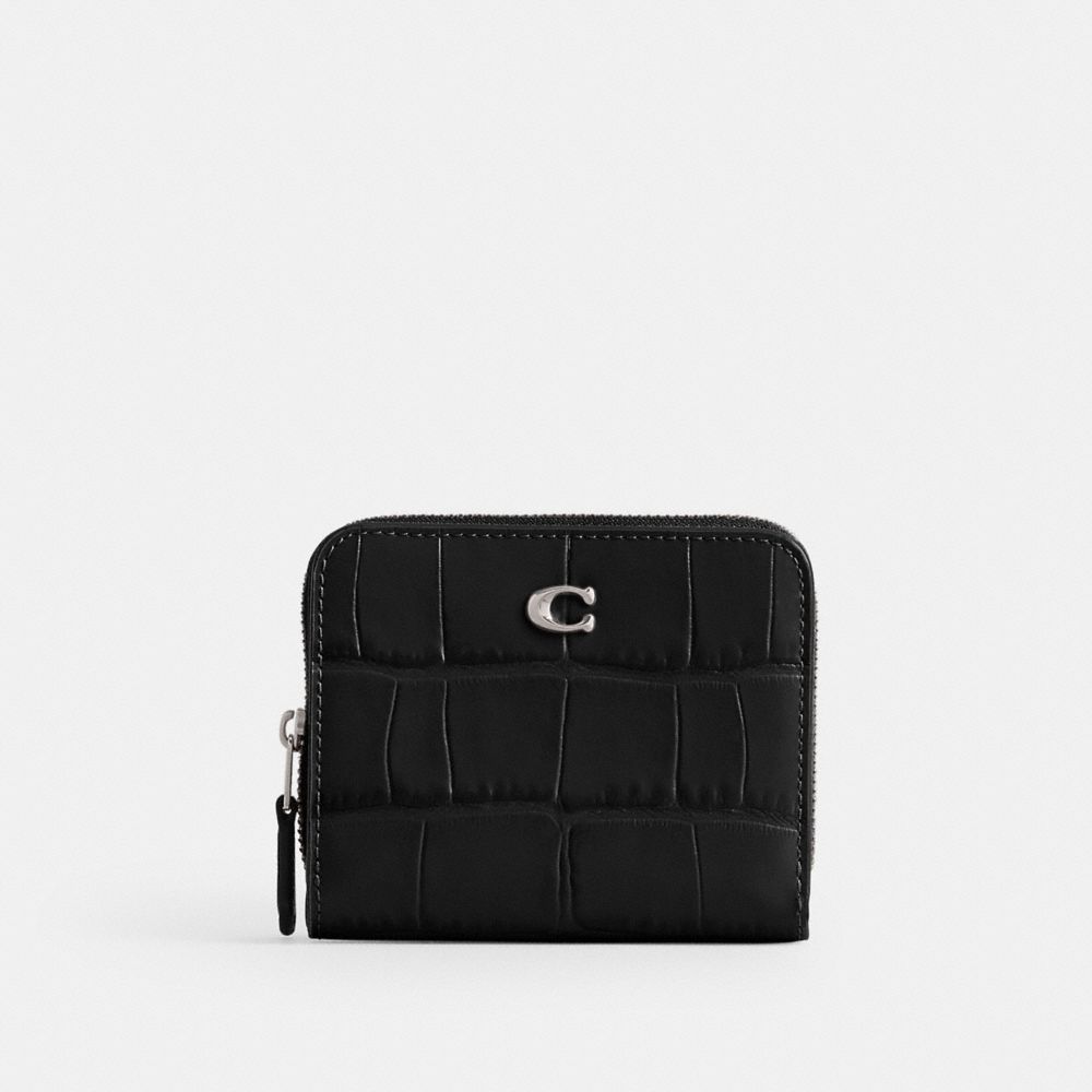 Black Coach Billfold Croc Embossed Leather Women Small Wallets | PH_CH67287