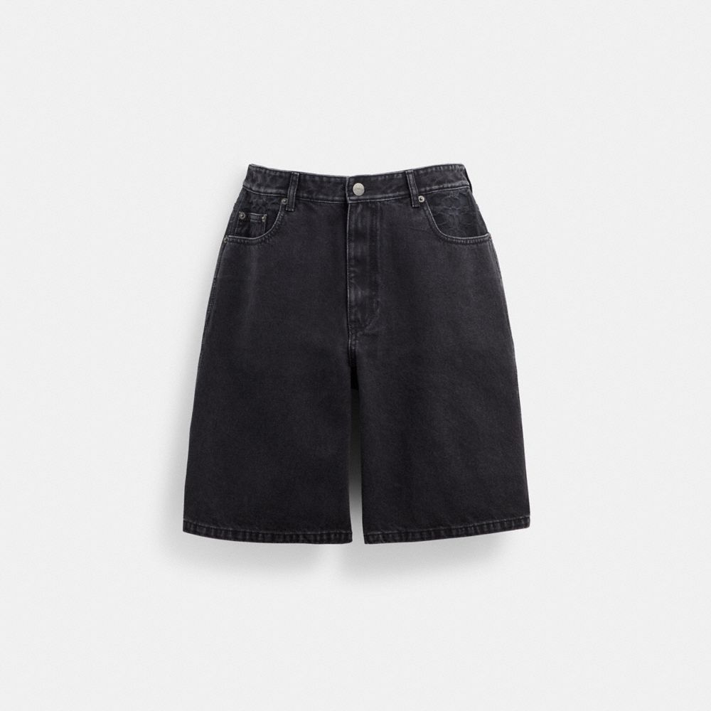 Black Coach Black Denim In Organic Cotton Denim Men Shorts | PH_CH77450