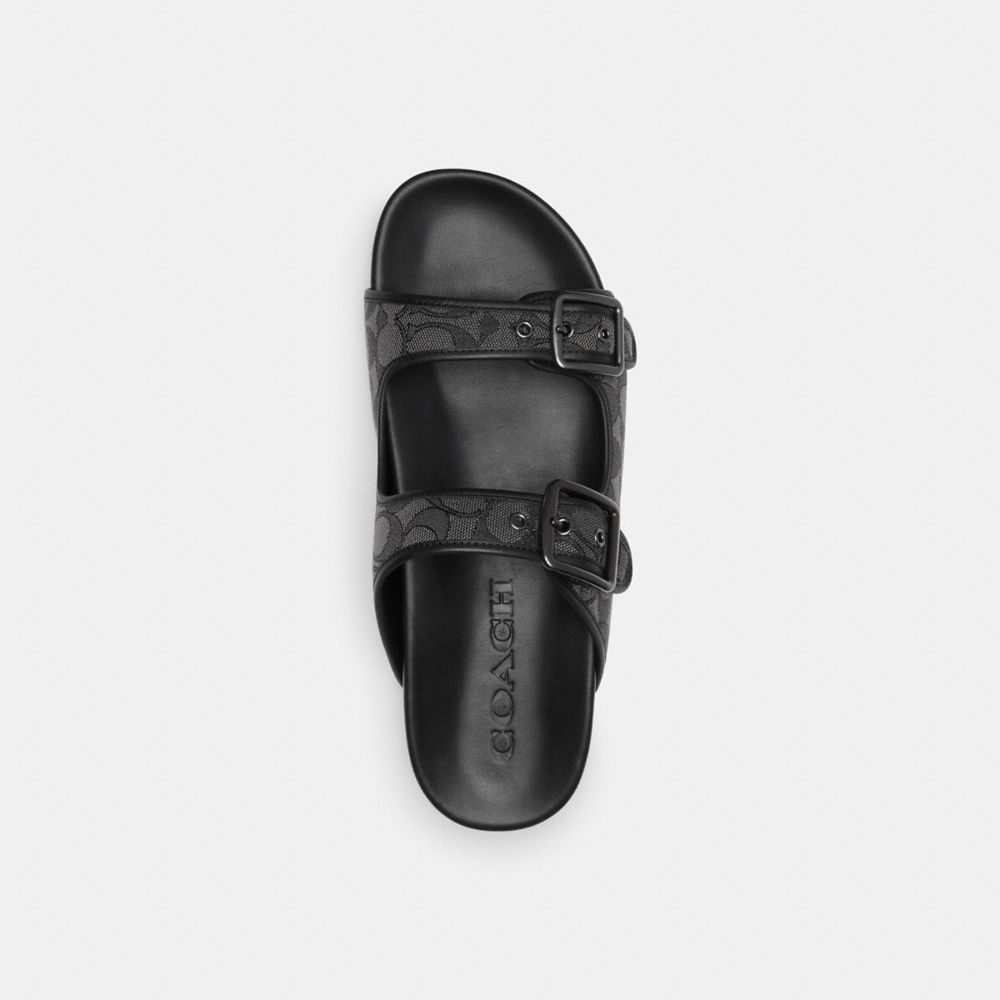 Black Coach Buckle Strap In Signature Jacquard Men Sandals | PH_CH90883