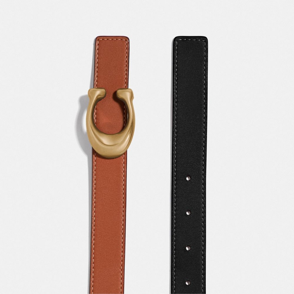 Black Coach C Hardware Reversible Belt 25 Mm Brass Women Belts | PH_CH22025