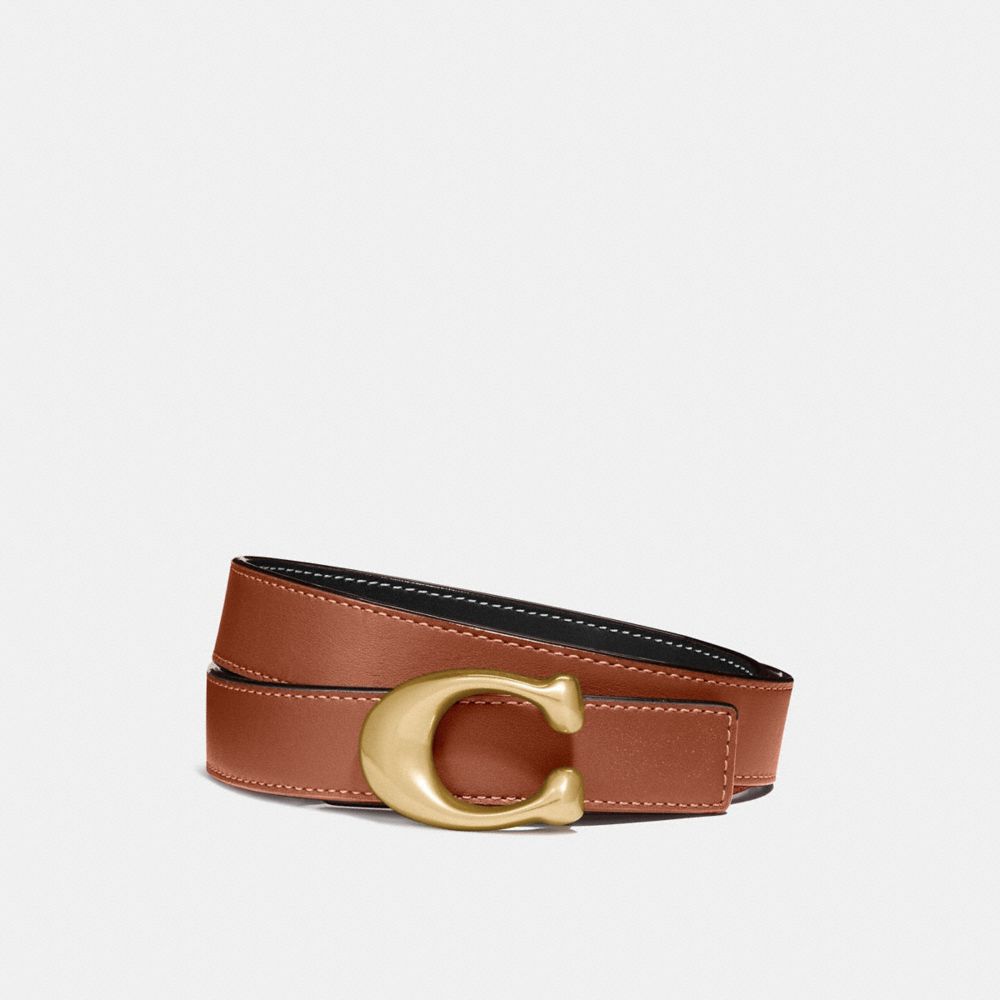 Black Coach C Hardware Reversible Belt 25 Mm Brass Women Belts | PH_CH22025