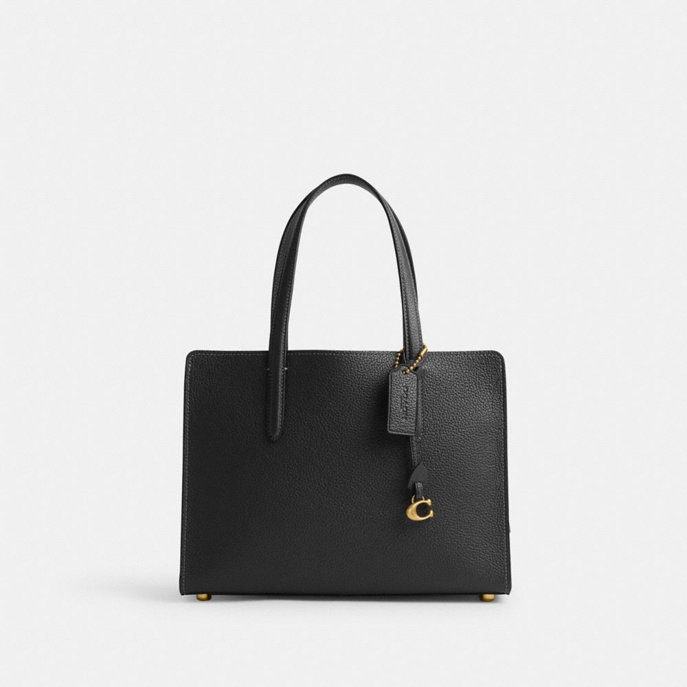 Black Coach Carter 28 Polished Pebble Leather Women Handbag | PH_CH75972