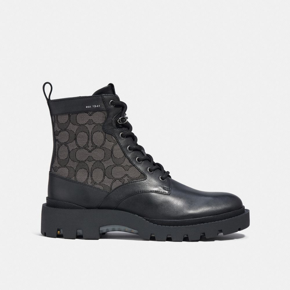 Black Coach Citysole Lace Up In Signature Jacquard Men Boots | PH_CH78509