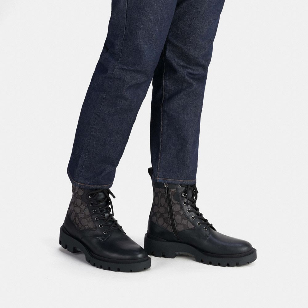 Black Coach Citysole Lace Up In Signature Jacquard Men Boots | PH_CH78509