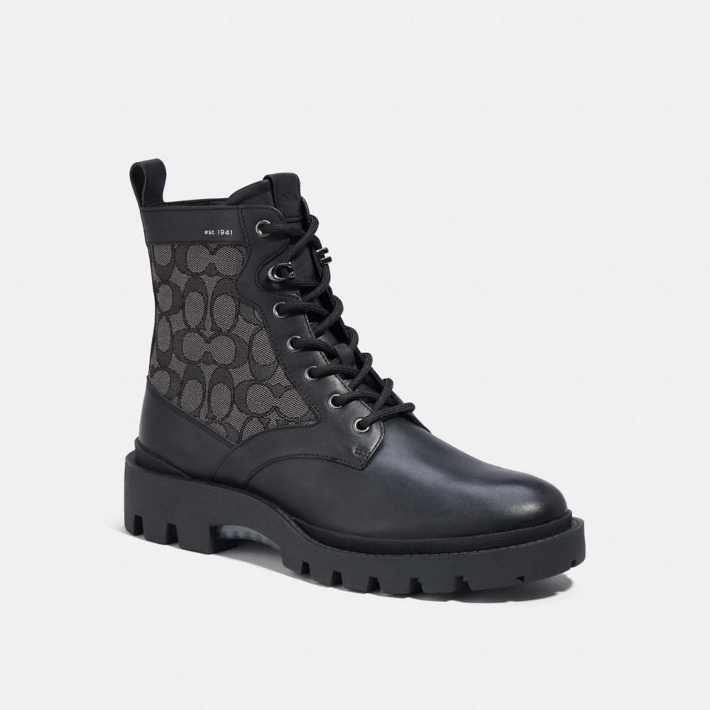 Black Coach Citysole Lace Up In Signature Jacquard Men Boots | PH_CH78509