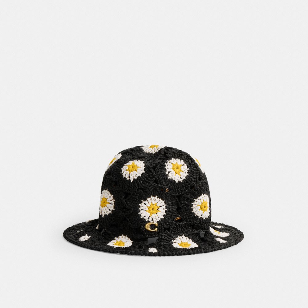 Black Coach Daisy Crochet Bucket Women Hats | PH_CH18175