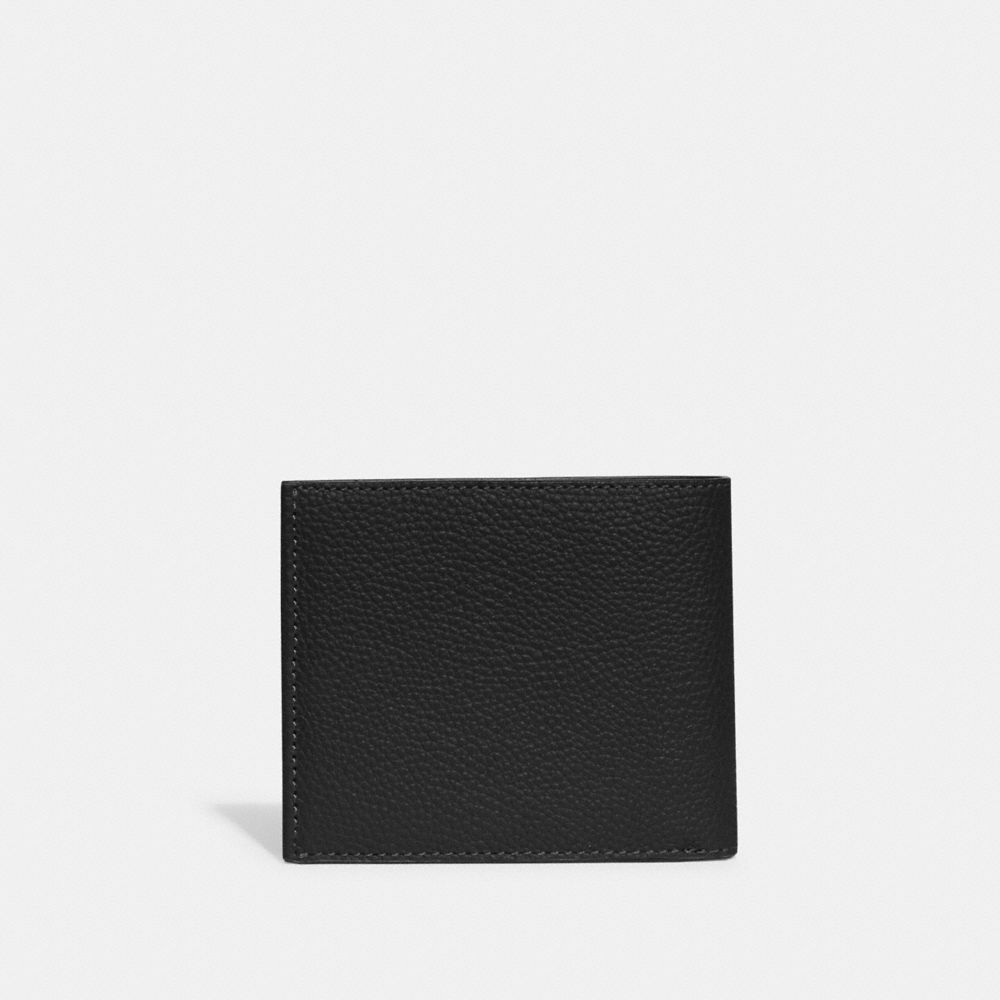 Black Coach Double Billfold Wallet Polished Pebble Leather Men Billfolds | PH_CH70370