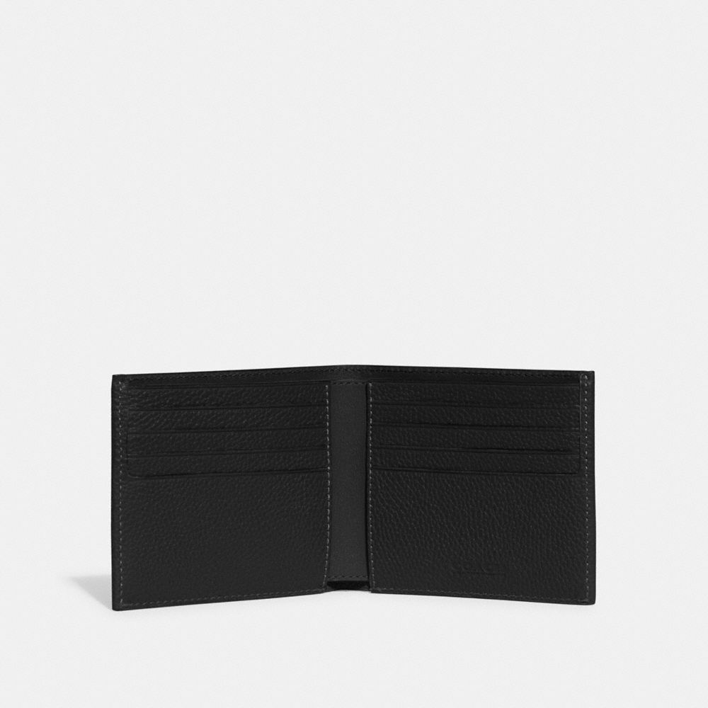 Black Coach Double Billfold Wallet Polished Pebble Leather Men Billfolds | PH_CH70370