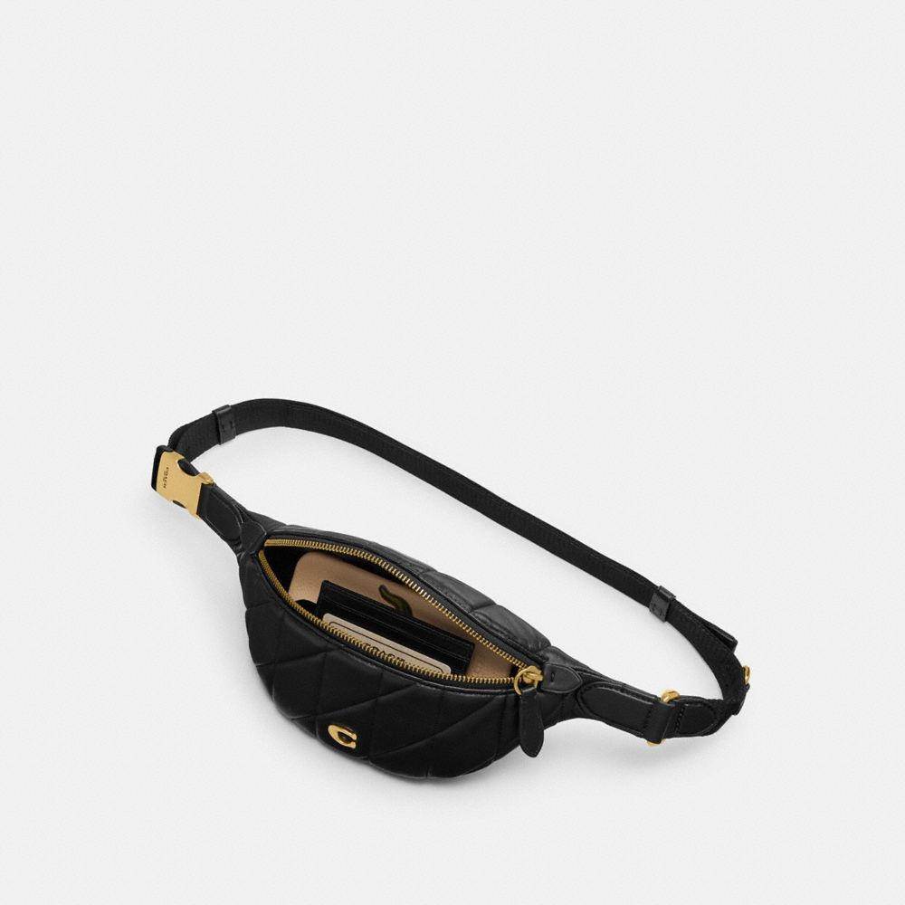 Black Coach Essential Belt With Pillow Quilting Brass Women Belt Bags | PH_CH30646