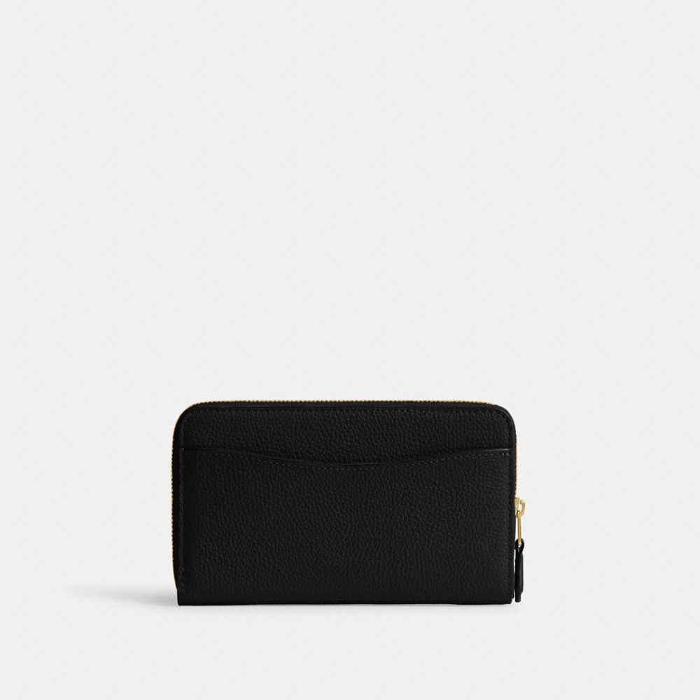 Black Coach Essential Medium Zip Around Brass Women Large Wallets | PH_CH54806