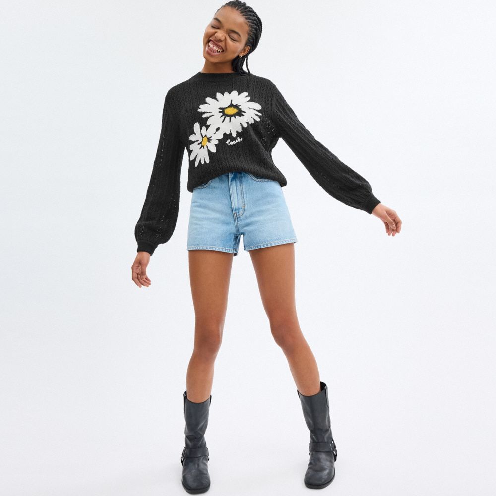 Black Coach Floral Crewneck Women Sweaters | PH_CH21818