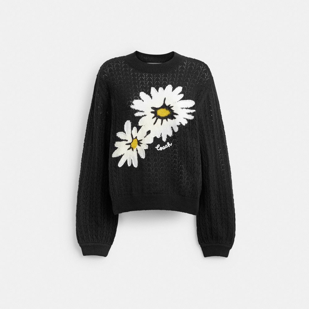 Black Coach Floral Crewneck Women Sweaters | PH_CH21818