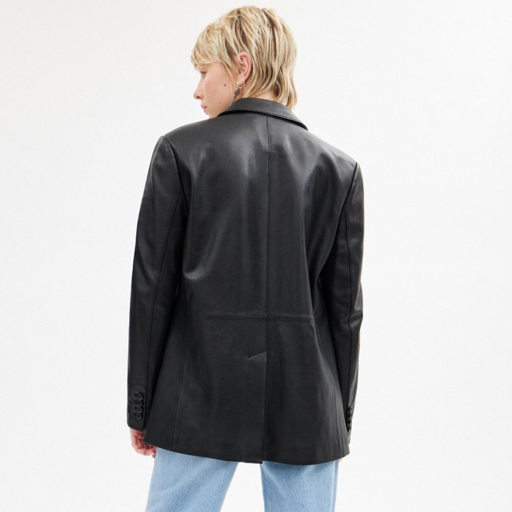 Black Coach Leather Women Jackets | PH_CH63574