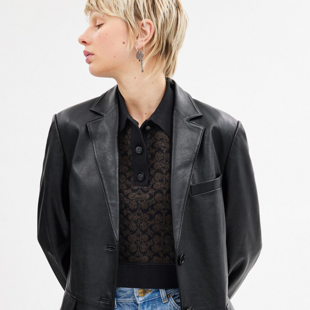 Black Coach Leather Women Jackets | PH_CH63574