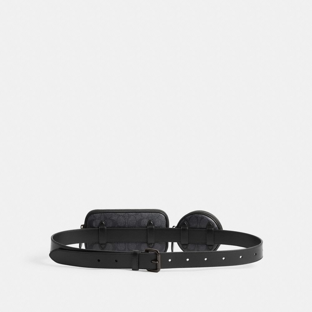 Black Coach Multi Pouch Belt In Signature Men Belt Bags | PH_CH87830