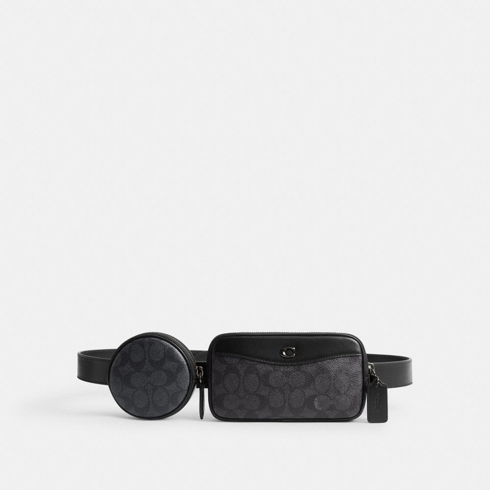 Black Coach Multi Pouch Belt In Signature Men Belt Bags | PH_CH87830