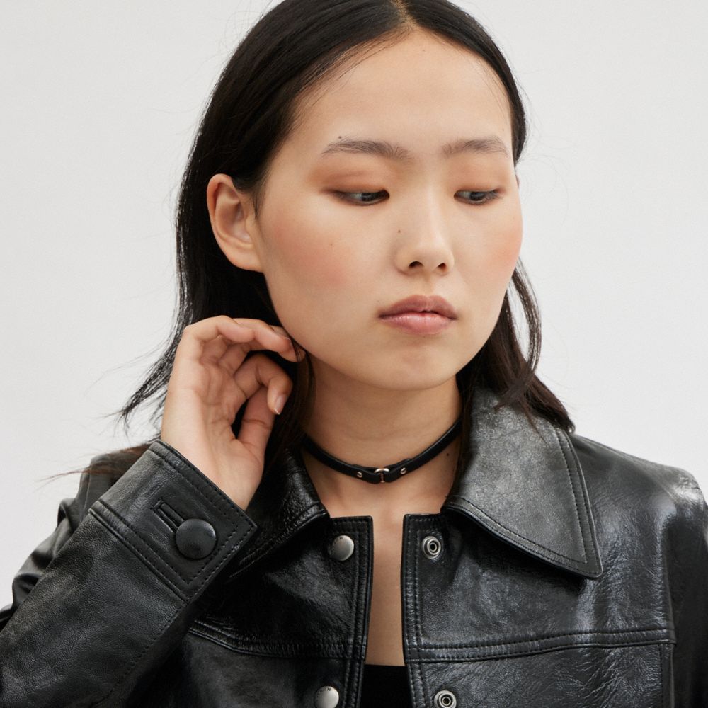 Black Coach Patent Leather Women Jackets | PH_CH32419