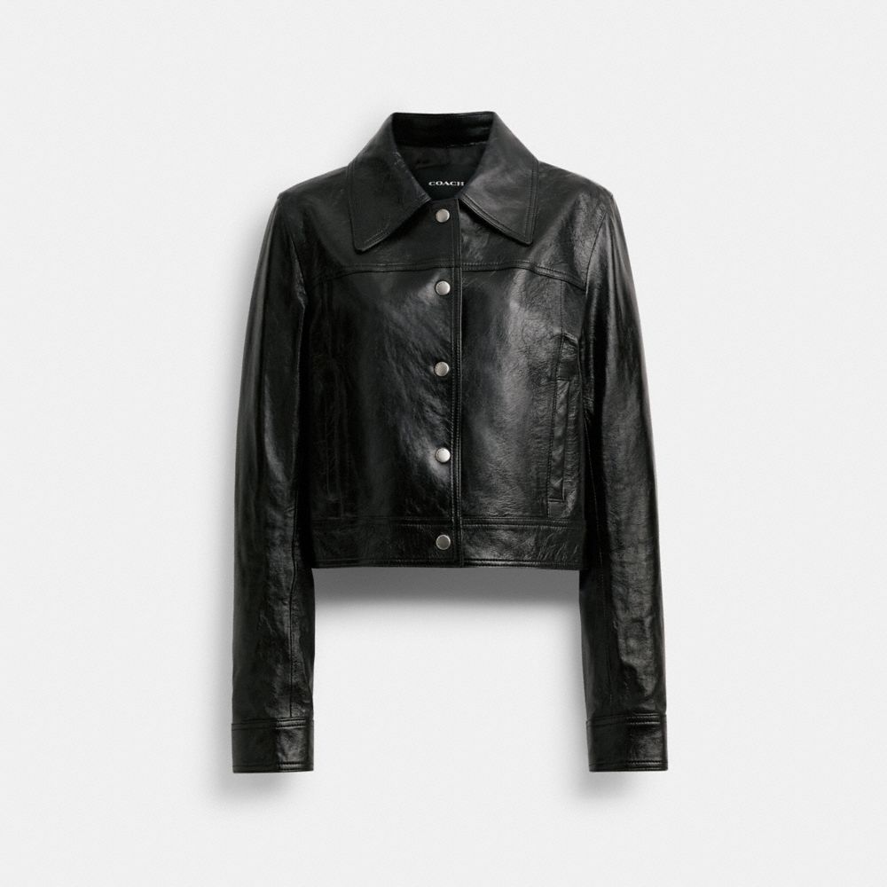 Black Coach Patent Leather Women Jackets | PH_CH32419