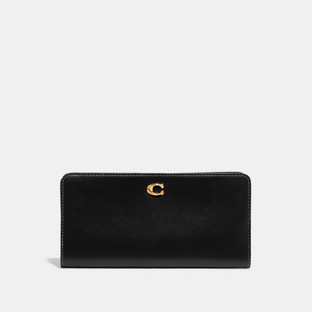 Black Coach Skinny Refined Calf Leather Women Large Wallets | PH_CH85132